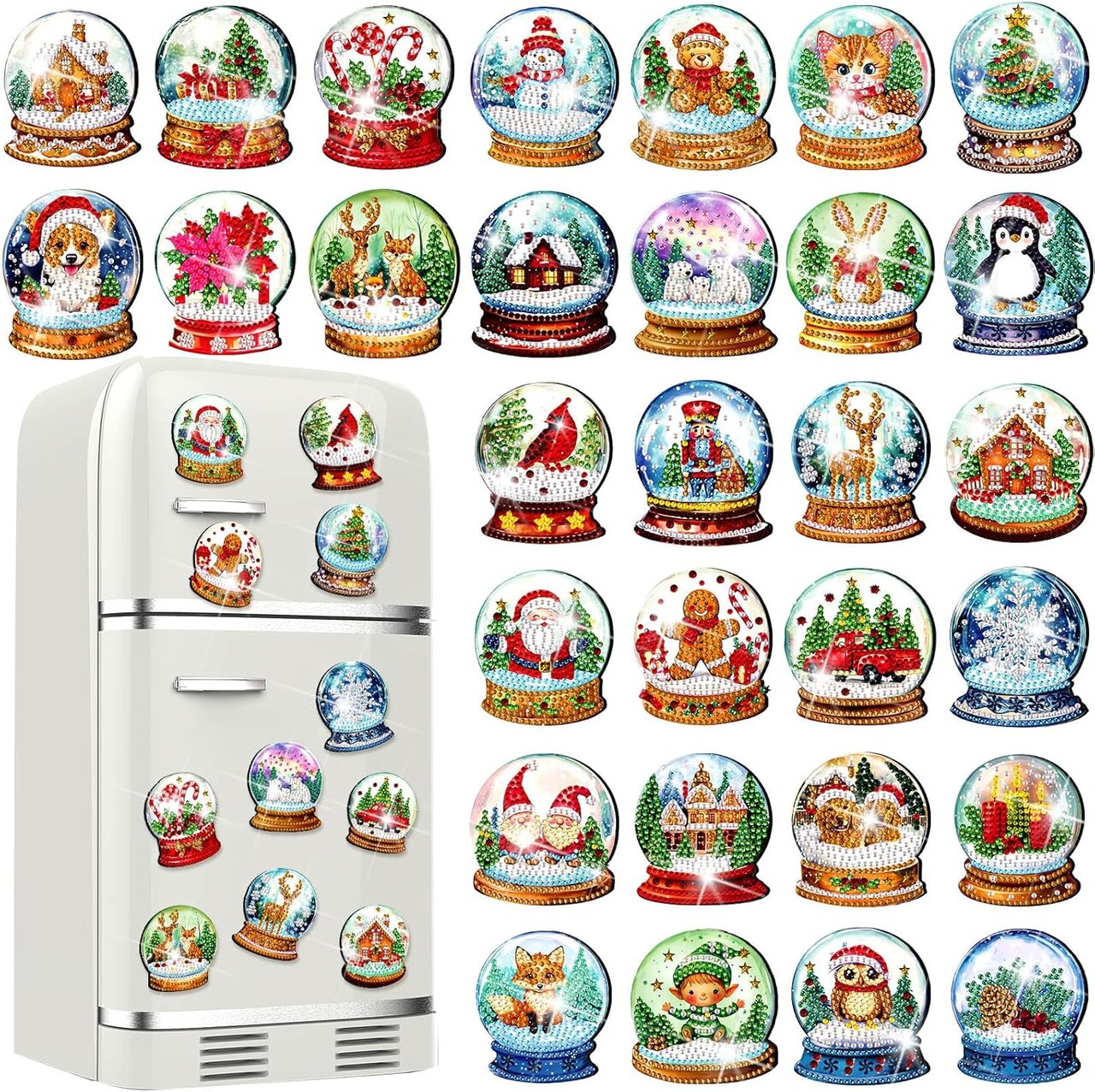 30 Pcs Christmas Diamond Painting Magnets Kits Winter Adult